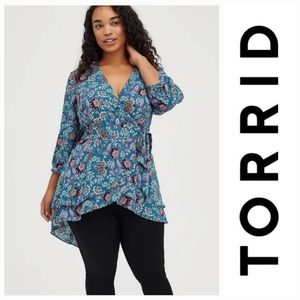 Torrid Floral Georgette Floral Wrap Peasant Top